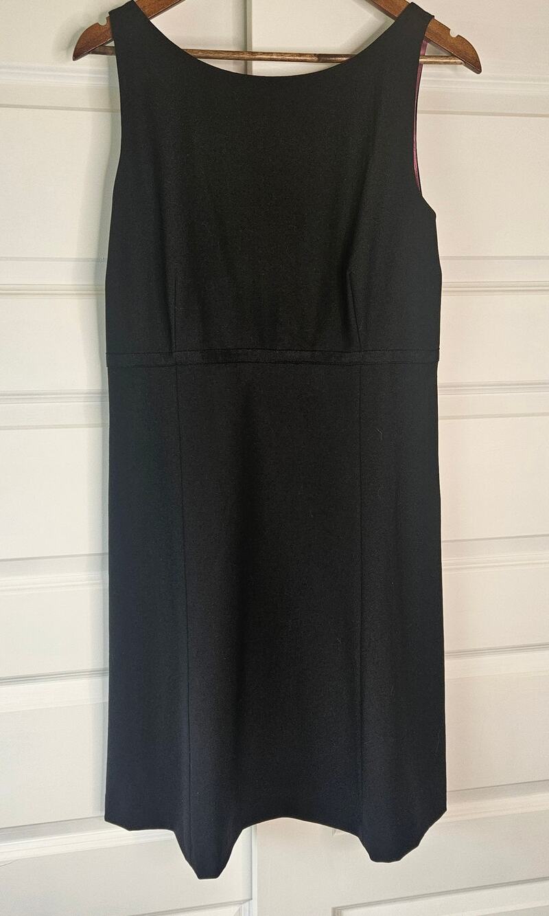 Gap Stretch Black Shift Dress Lined Satin Pink Sz 14 Sleeveless LBD